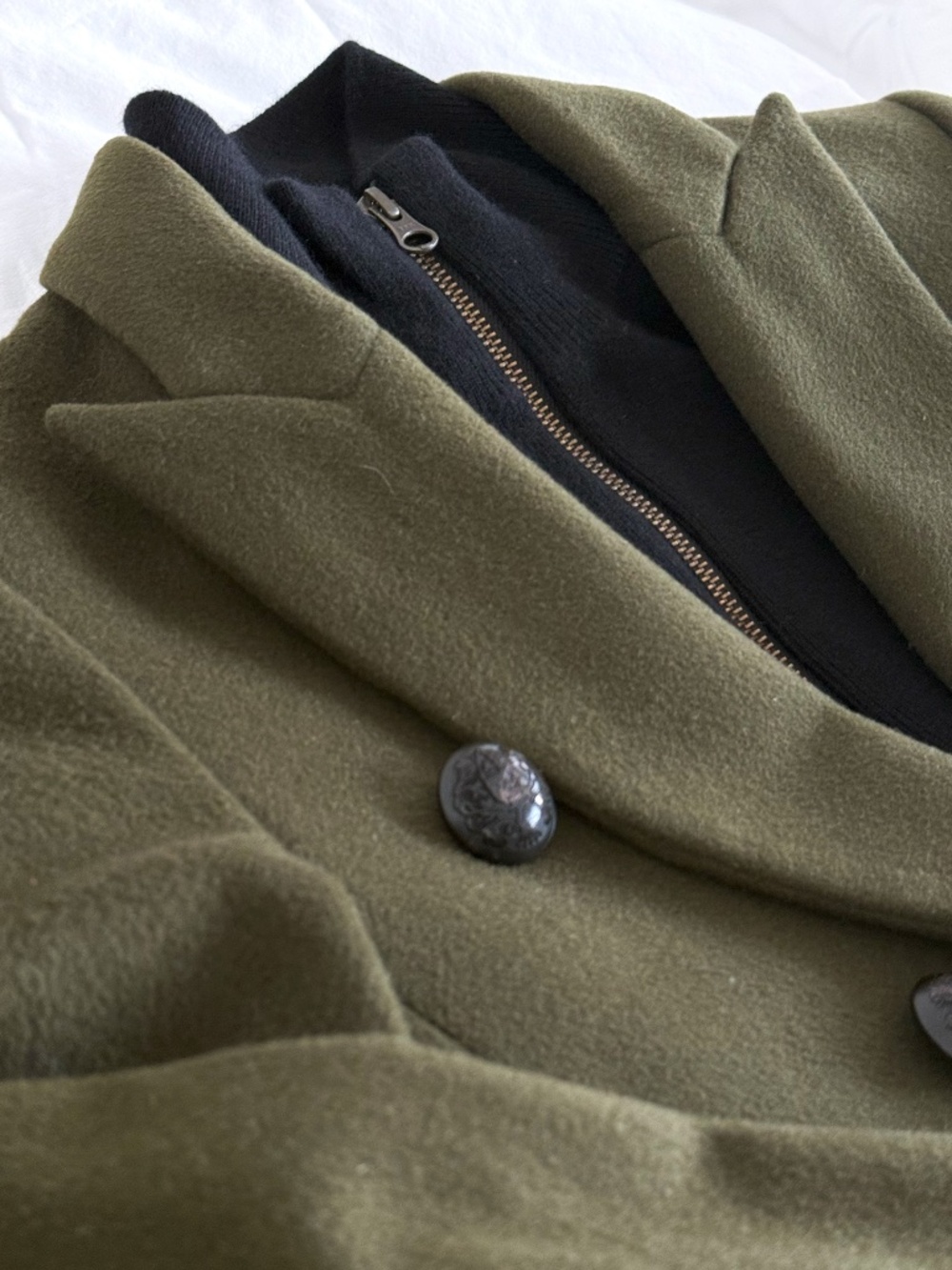 Veronica Beard Wool Voyager Coat Army Green w/ Dickey Sz 6 - Picture 9 of 14